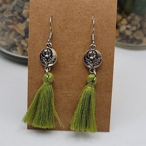 2/$12 sage green garden tassle earrings